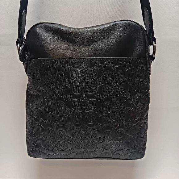 Coach F73338 Houston Flight Bag Black Embossed Signature Leather GUC - Picture 2 of 16